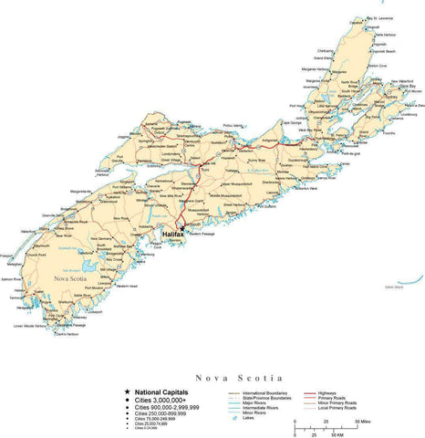 Nova Scotia Province Map - Cut-Out Style