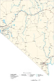Nevada Map - Cut Out Style - with Capital, County Boundaries, Cities, Roads, and Water Features