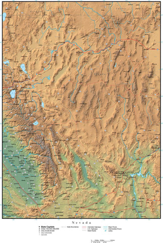 Digital Nevada Terrain map in Adobe Illustrator vector format with Terrain NV-USA-942193