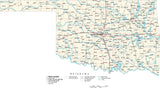 Oklahoma Map - Cut Out Style - with Capital, County Boundaries, Cities, Roads, and Water Features