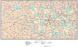 Oklahoma Map with Counties, Cities, County Seats, Major Roads, Rivers and Lakes