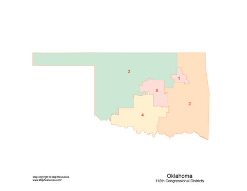 Digital Oklahoma Map with 2022 Congressional Districts