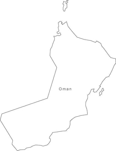 Digital Black & White Oman map in Adobe Illustrator EPS vector format
