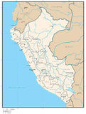 Peru Digital Vector Map with Region Areas and Capitals