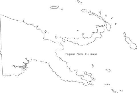 Digital Black & White Papua New Guinea map in Adobe Illustrator EPS vector format