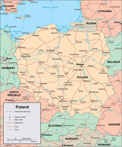 Digital Poland map in Adobe Illustrator vector format