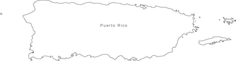 Digital Black & White Puerto Rico map in Adobe Illustrator EPS vector format