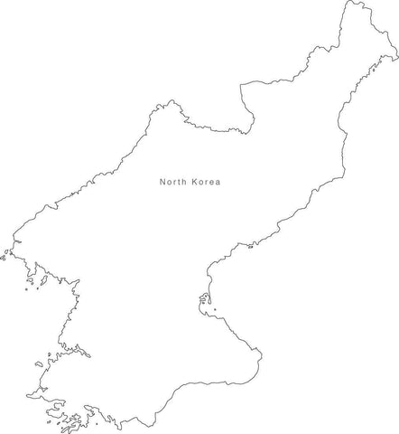 Digital Black & White North Korea map in Adobe Illustrator EPS vector format
