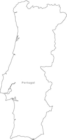 Digital Black & White Portugal map in Adobe Illustrator EPS vector format
