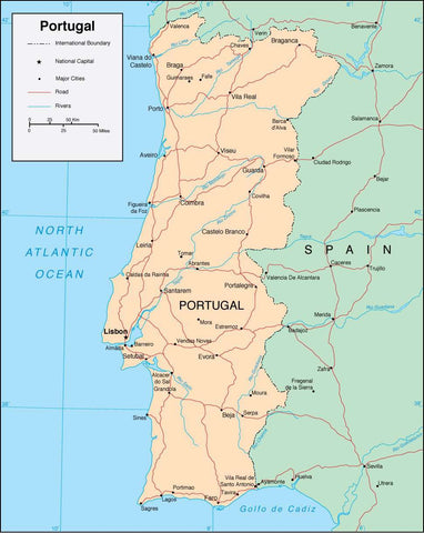 Digital Portugal map in Adobe Illustrator vector format