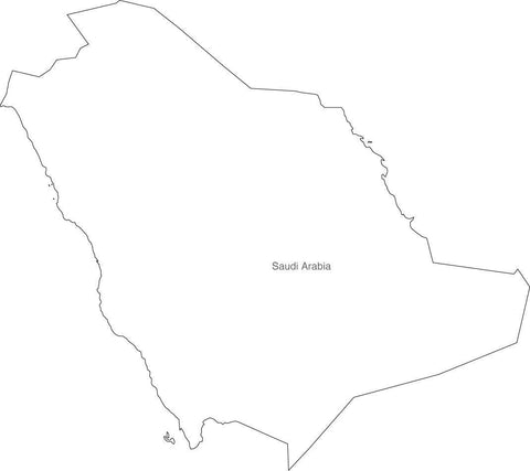 Digital Black & White Saudi Arabia map in Adobe Illustrator EPS vector format