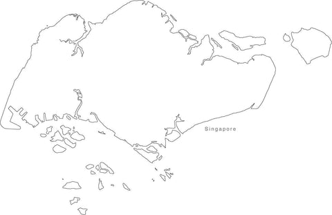 Digital Black & White Singapore map in Adobe Illustrator EPS vector format