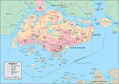Digital Singapore map in Adobe Illustrator vector format