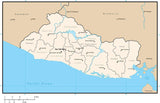 El Salvador Digital Vector Map with Departments