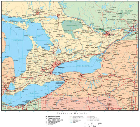 Southern Ontario Map - Adobe Illustrator Digital Vector Map