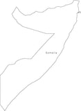 Digital Black & White Somalia map in Adobe Illustrator EPS vector format