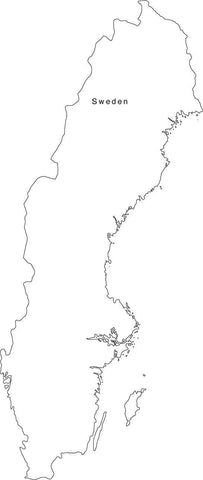 Digital Black & White Sweden map in Adobe Illustrator EPS vector format