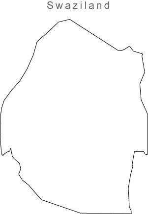 Digital Black & White Swazliland map in Adobe Illustrator EPS vector format
