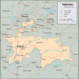 Digital Tajikistan map in Adobe Illustrator vector format