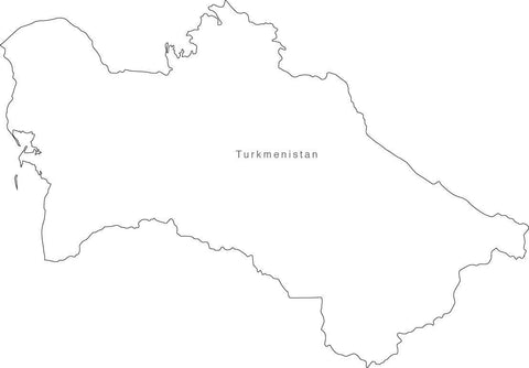 Digital Black & White Turkmenistan map in Adobe Illustrator EPS vector format