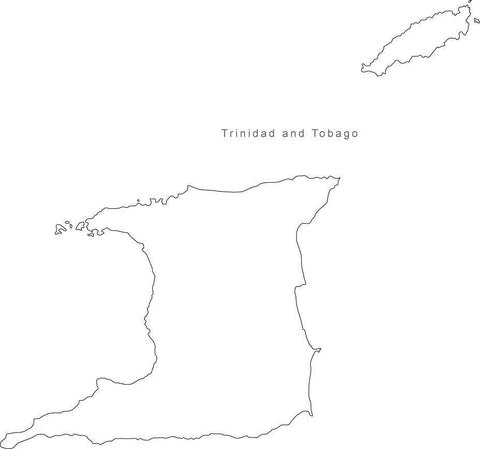 Digital Black & White Trinidad & Tobago map in Adobe Illustrator EPS vector format