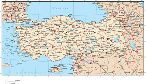 Digital Turkey map in Adobe Illustrator vector format