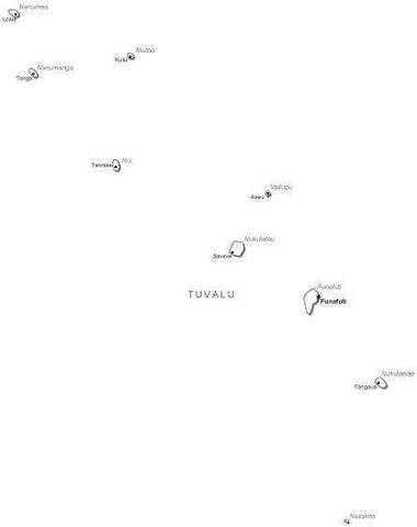 Tuvalu Black & White Map With Major Cities