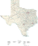 Detailed Texas Cut-Out Style Digital Map with County Boundaries, Cities, Highways, and more