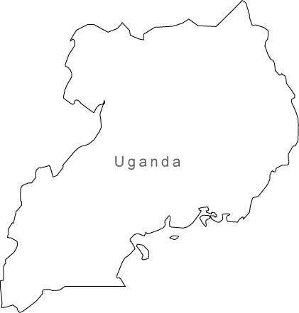 Digital Black & White Uganda map in Adobe Illustrator EPS vector format