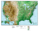USA Map  Curved Projection with Contour Background