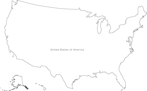 Digital Black & White USA map in Adobe Illustrator EPS vector format