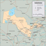 Digital Uzbekistan map in Adobe Illustrator vector format