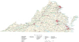 Detailed Virginia Cut-Out Style Digital Map with County Boundaries, Cities, Highways, and more