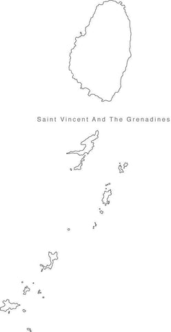 Digital Black & White Saint Vincent & The Granadines map in Adobe Illustrator EPS vector format