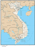 Vietnam Digital Vector Map with Province Areas and Capitals