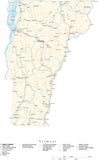 Detailed Vermont Cut-Out Style Digital Map with County Boundaries, Cities, Highways, and more