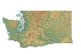 Digital Washington map in Fit Together style with Terrain WA-USA-852091