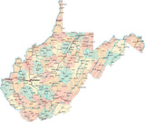 West Virginia State Map - Multi-Color Style - Fit Together Series