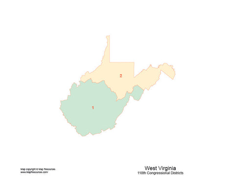 Digital West Virginia Map with 2022 Congressional Districts