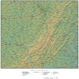 Digital West Virginia Terrain map in Adobe Illustrator vector format with Terrain WV-USA-942206