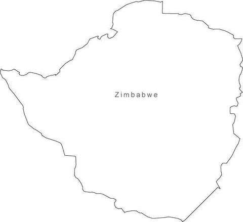 Digital Black & White Zimbabwe map in Adobe Illustrator EPS vector format