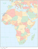 Digital Africa Map with Countries - Multi-Color
