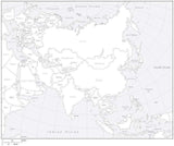 Digital Asia Map with Countries - Black & White
