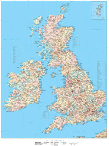 United Kingdom Map with Counties