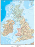 United Kingdom Map - 17 x 22 Inches - with Water Contours