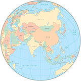 Multi Color Globe over Asia Map with Countries