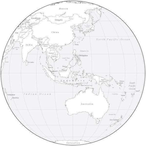 Black & White Globe over Australia Map with Countries