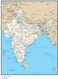 India Digital Vector Map with Administrative Areas and Capitals