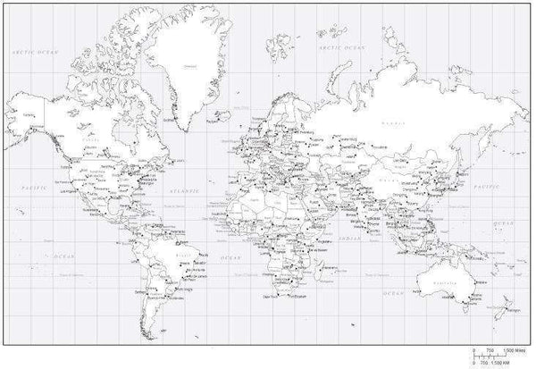 Map Of The World Black And White With Latitude And Longitude The World