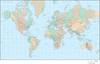 World Map with Time Zones - Mercator Projection